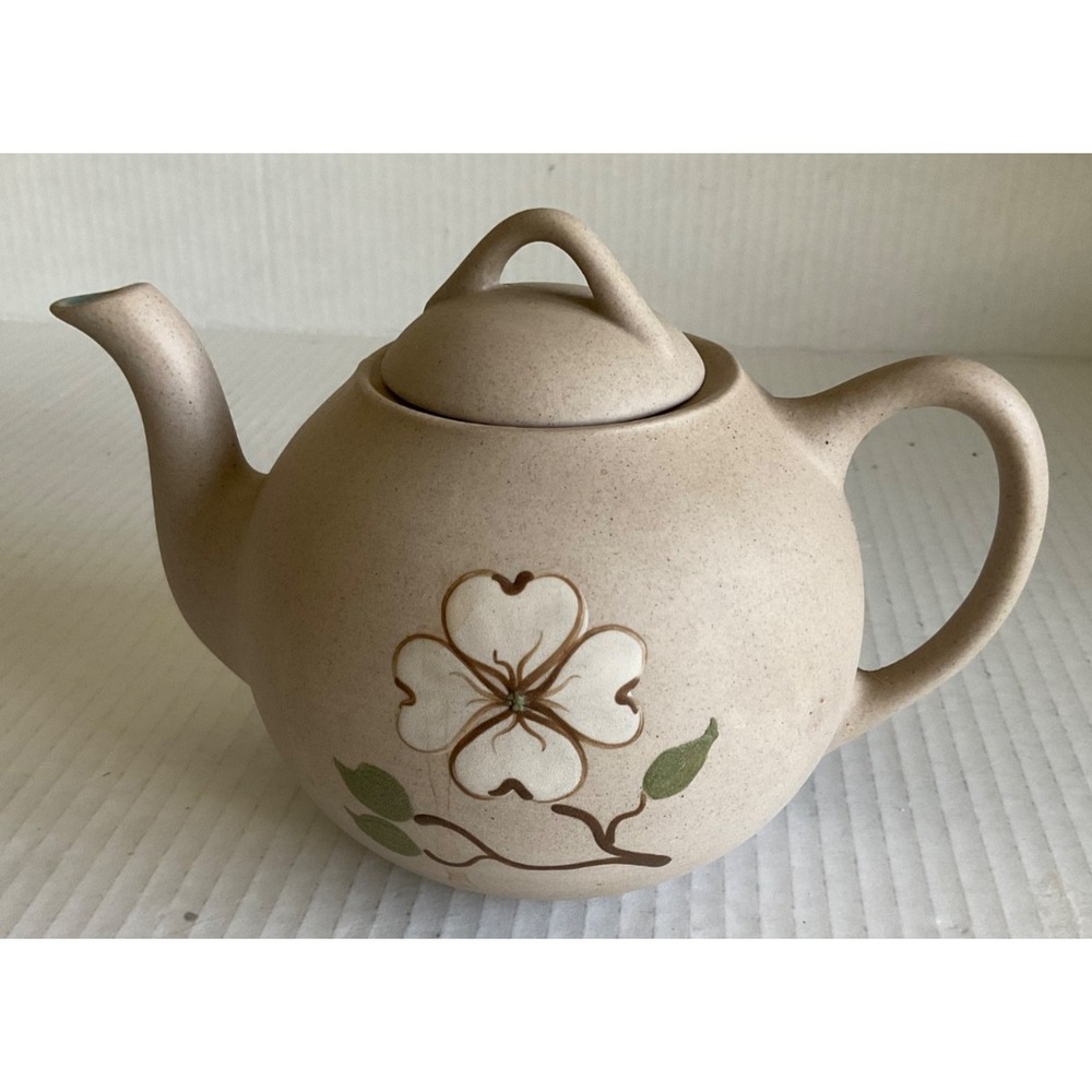 Vintage Pigeon Forge Pottery TN Dogwood Teapot Stoneware Decor Gift Hand Thrown